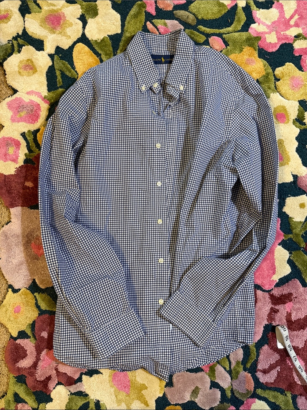 Ralph Lauren Navy and White Small Gingham Button-Down Shirt